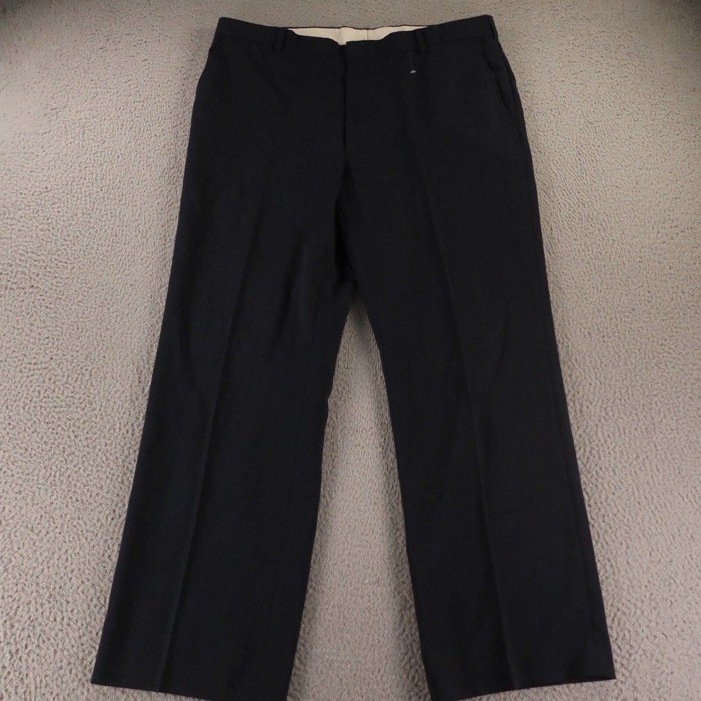 VTG Hopsack Pants‎ Mens 40 Blue Polyester Wool Breathable Summer 40x31